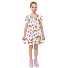 Candy Pattern Kids  Short Sleeve Velvet Dress by Valentinaart