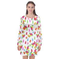 Candy Pattern Long Sleeve Chiffon Shift Dress  by Valentinaart