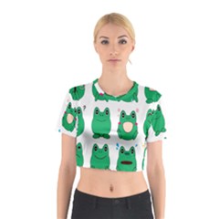 Animals Frog Green Face Mask Smile Cry Cute Cotton Crop Top by Mariart