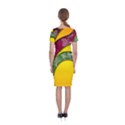 Flower Floral Leaf Star Sunflower Green Red Yellow Brown Sexxy Classic Short Sleeve Midi Dress View2