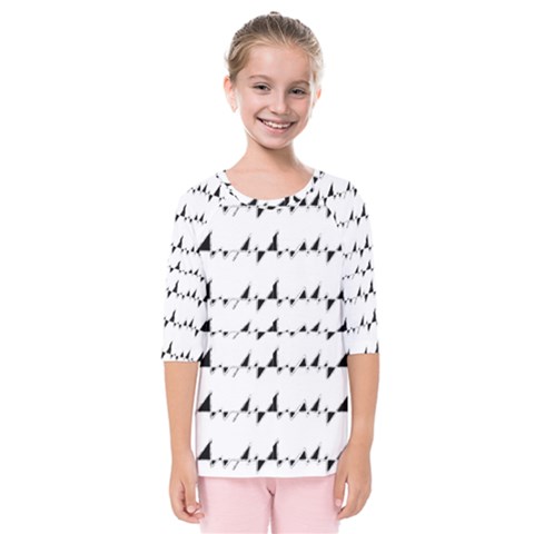 Black And White Wavy Stripes Pattern Kids  Quarter Sleeve Raglan Tee by dflcprintsclothing