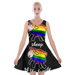 Rainbow Sheep Velvet Skater Dress by Valentinaart