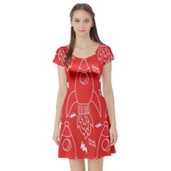 Moon Red Rocket Space Short Sleeve Skater Dress by Mariart