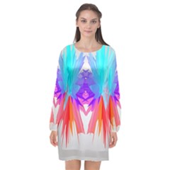 Poly Symmetry Spot Paint Rainbow Long Sleeve Chiffon Shift Dress  by Mariart