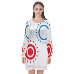 Color Light Effect Control Mode Circle Red Blue Long Sleeve Chiffon Shift Dress  by Mariart