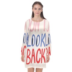 Don t Look Back Big Eye Pink Red Blue Sexy Long Sleeve Chiffon Shift Dress  by Mariart