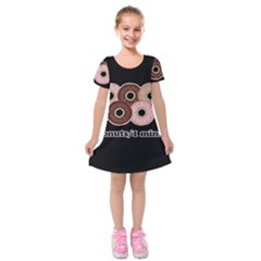 Five Donuts In One Minute  Kids  Short Sleeve Velvet Dress by Valentinaart