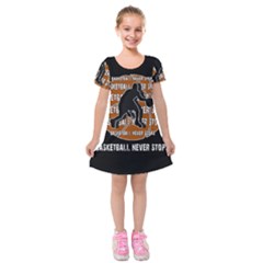 Basketball Never Stops Kids  Short Sleeve Velvet Dress by Valentinaart