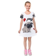 Love Pugs Kids  Short Sleeve Velvet Dress by Valentinaart