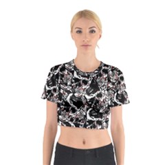 Skull Pattern Cotton Crop Top by ValentinaDesign