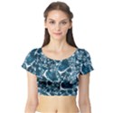 Skull pattern Short Sleeve Crop Top (Tight Fit) View1