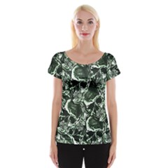 Skull Pattern Women s Cap Sleeve Top by ValentinaDesign