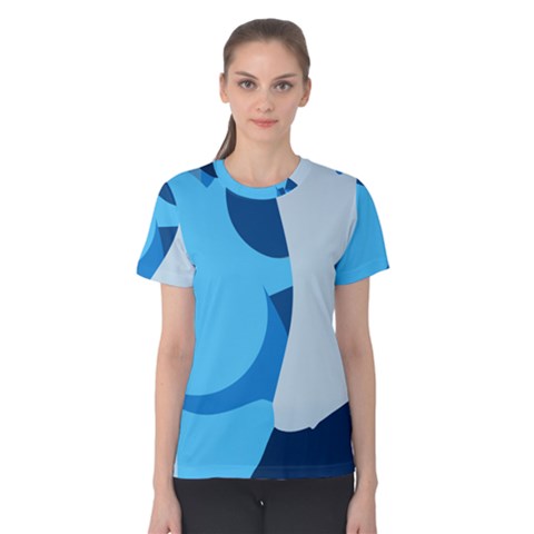 Blue Polka Women s Cotton Tee by Mariart