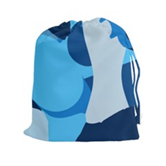 Blue Polka Drawstring Pouches (xxl) by Mariart