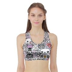 Kawaii Graffiti And Cute Doodles Sports Bra With Border by Nexatart