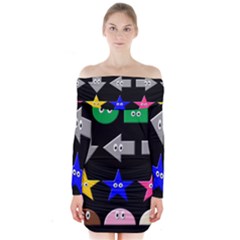 Cute Symbol Long Sleeve Off Shoulder Dress by Nexatart