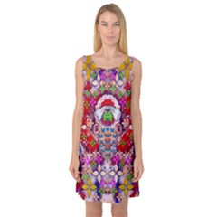 Hawaiian Poi Cartoon Dog Sleeveless Satin Nightdress by pepitasart