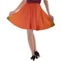 Scarlet Pimpernel Writing Orange Green A-line Skater Skirt View2