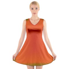 Scarlet Pimpernel Writing Orange Green V-neck Sleeveless Skater Dress by Mariart