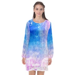 Horoscope Compatibility Love Romance Star Signs Zodiac Long Sleeve Chiffon Shift Dress  by Mariart