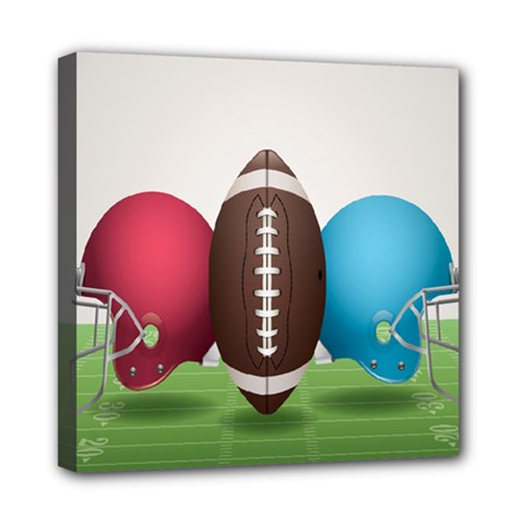 Helmet Ball Football America Sport Red Brown Blue Green Mini Canvas 8  X 8  by Mariart