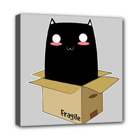 Black Cat In A Box Mini Canvas 8  X 8  by Catifornia