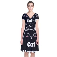 Love My Cat Mommy Short Sleeve Front Wrap Dress by Catifornia