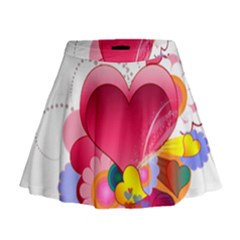 Heart Red Love Valentine S Day Mini Flare Skirt by Nexatart