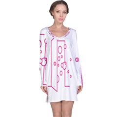 Deep Clean Bubbel Door Pink Polka Circle Long Sleeve Nightdress by Mariart