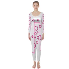 Deep Clean Bubbel Door Pink Polka Circle Long Sleeve Catsuit by Mariart