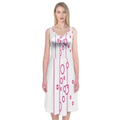 Deep Clean Bubbel Door Pink Polka Circle Midi Sleeveless Dress by Mariart