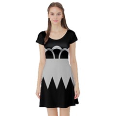 Noir Gender Flags Wave Waves Chevron Circle Black Grey Short Sleeve Skater Dress by Mariart