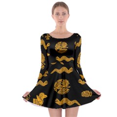 Aztecs Pattern Long Sleeve Skater Dress by Valentinaart