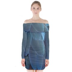 Feather Plumage Blue Parrot Long Sleeve Off Shoulder Dress by Nexatart