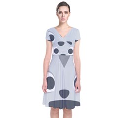 Cat Smile Short Sleeve Front Wrap Dress by BestEmojis