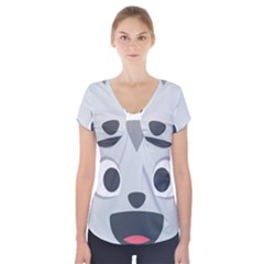 Cat Smile Short Sleeve Front Detail Top by BestEmojis