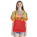 Colors On Red Flutter Sleeve Top View1