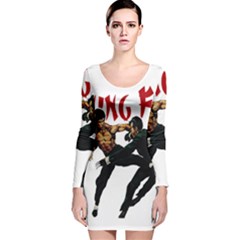 Kung Fu  Long Sleeve Velvet Bodycon Dress by Valentinaart