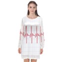 Cardiogram Vary Heart Rate Perform Line Red Plaid Wave Waves Chevron Long Sleeve Chiffon Shift Dress  View1