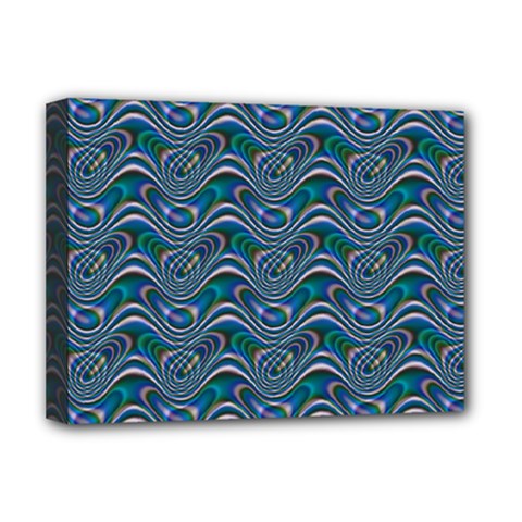 Boomarang Pattern Wave Waves Chevron Green Line Deluxe Canvas 16  X 12  