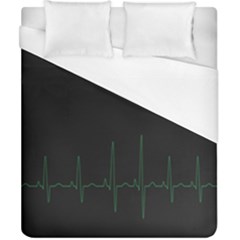 Heart Rate Line Green Black Wave Chevron Waves Duvet Cover (california King Size) by Mariart