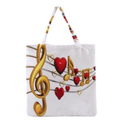 Music Notes Heart Beat Grocery Tote Bag by Mariart