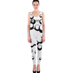 Splash Bubble Black White Polka Circle Onepiece Catsuit by Mariart