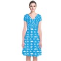 Fish pattern Short Sleeve Front Wrap Dress View1