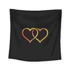 Heart Gold Black Background Love Square Tapestry (small) by Nexatart