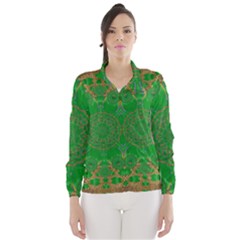 Summer Landscape In Green And Gold Wind Breaker (women) by pepitasart