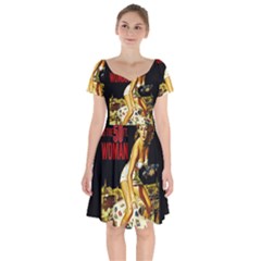 Attack Of The 50 Ft Woman Short Sleeve Bardot Dress by Valentinaart