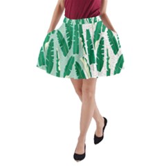 Banana Leaf Green Polka Dots A-line Pocket Skirt by Mariart