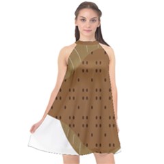 Illustrain Animals Reef Fish Sea Beach Water Seaword Brown Polka Halter Neckline Chiffon Dress  by Mariart