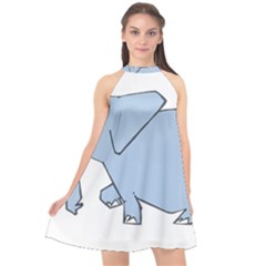 Illustrain Elephant Animals Halter Neckline Chiffon Dress  by Mariart